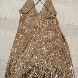 Fashion Nova Light Brown Sequin Mini Dress